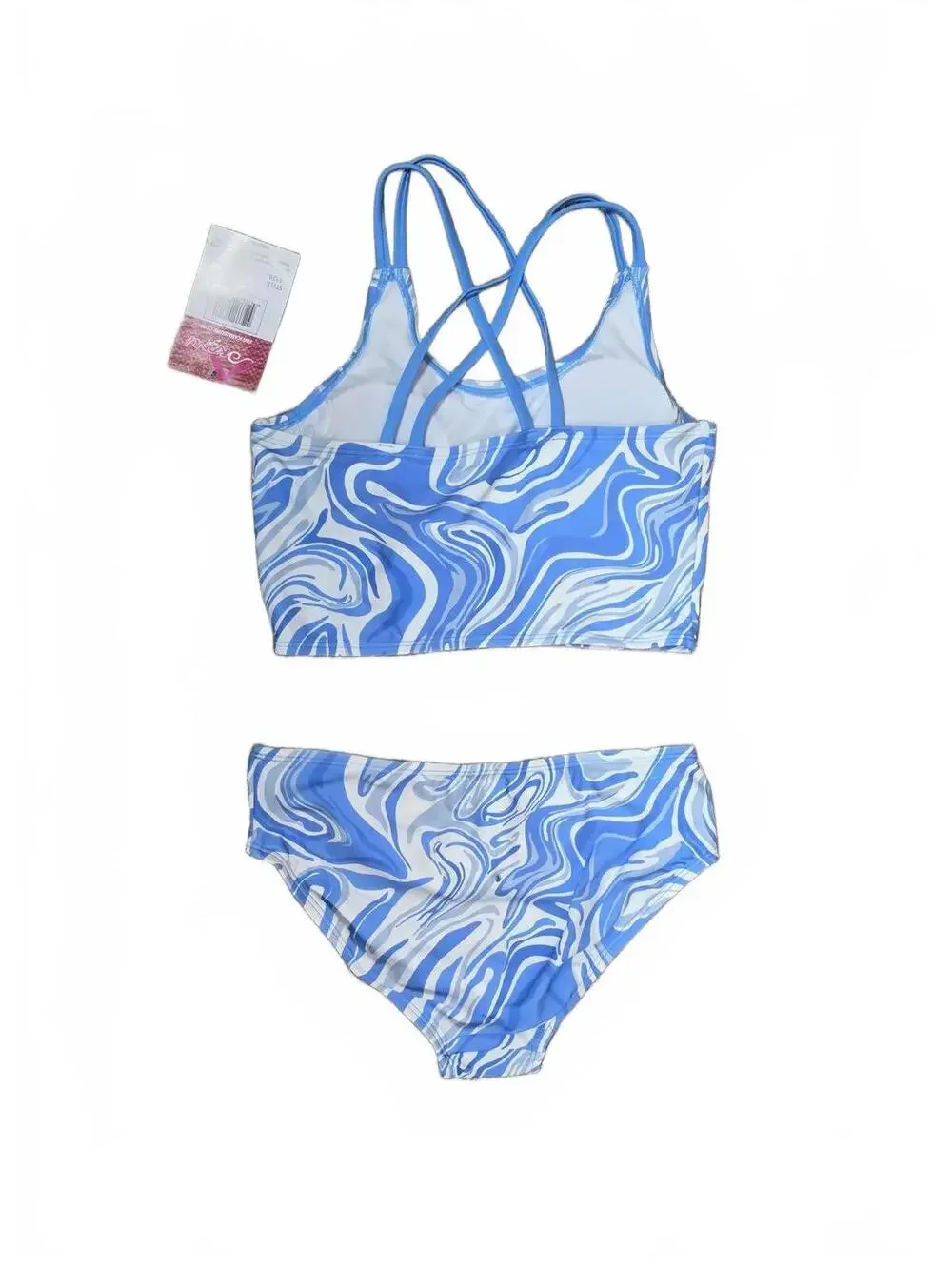 Kanu Surf Girls’ Waverly Beach Sport UPF 50+ Criss Cross Tankini Gigi Blue 16